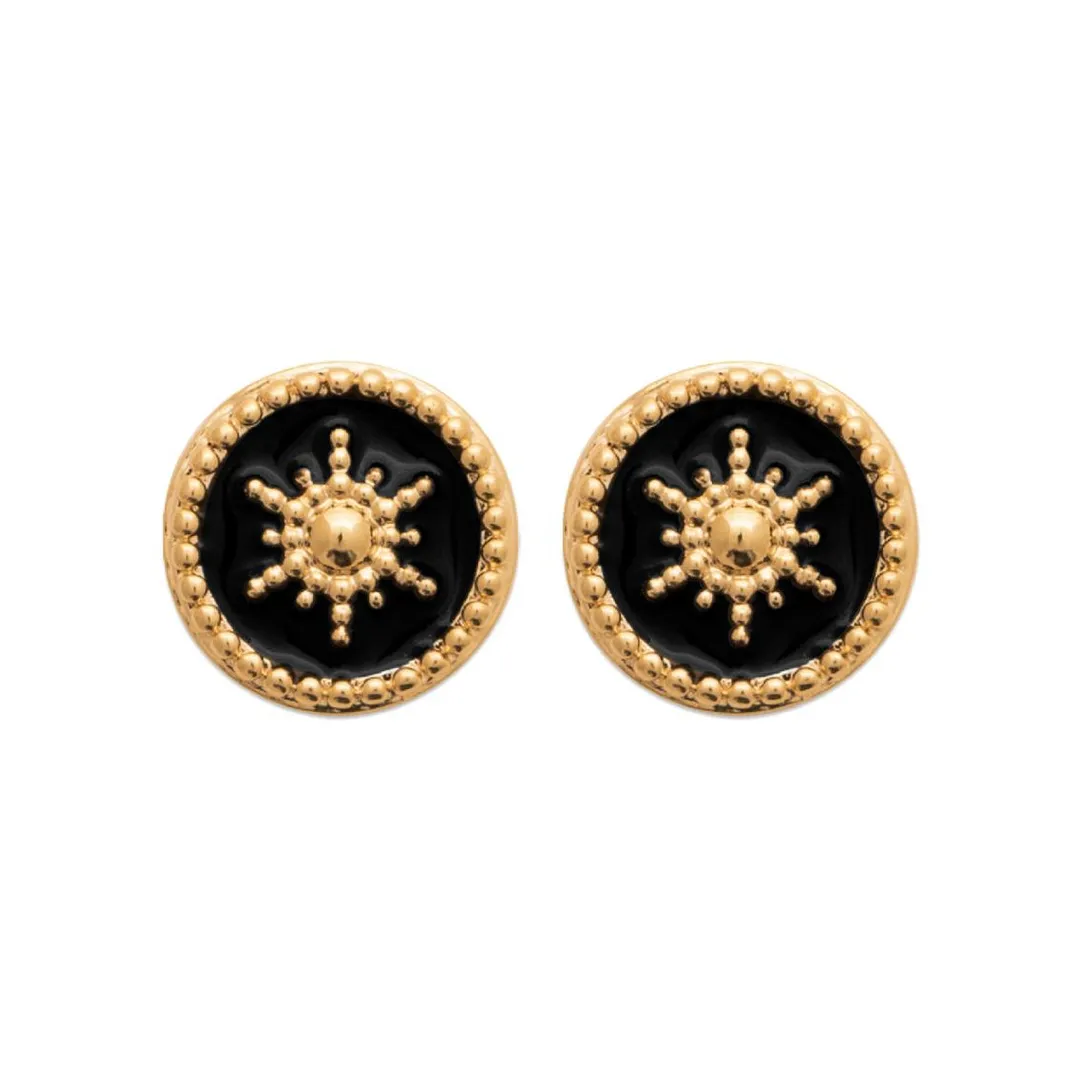 Maison de la Bijouterie Boucles d'oreille femme plaqué or laque noir - Y563U0W | Femme Boucles D'Oreilles