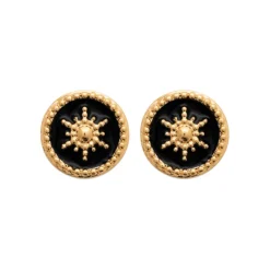 Maison de la Bijouterie Boucles d'oreille femme plaqué or laque noir - Y563U0W | Femme Boucles D'Oreilles