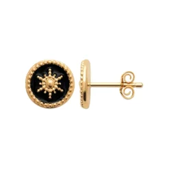Maison de la Bijouterie Boucles d'oreille femme plaqué or laque noir - Y563U0W | Femme Boucles D'Oreilles