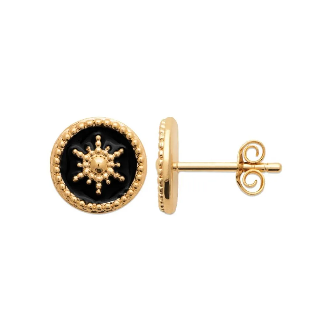 Maison de la Bijouterie Boucles d'oreille femme plaqué or laque noir - Y563U0W | Femme Boucles D'Oreilles