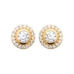 Maison de la Bijouterie Boucles d'oreille femme plaqué or blanc serti griffe rond serti - Y5W43Z0 | Femme Boucles D'Oreilles
