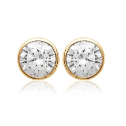 Maison de la Bijouterie Boucles d'oreille femme plaqué or serti clos classique - Y5ZZ5Z06 | Femme Boucles D'Oreilles
