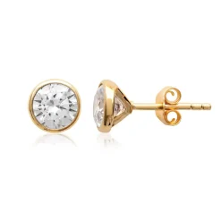 Maison de la Bijouterie Boucles d'oreille femme plaqué or serti clos classique - Y5ZZ5Z06 | Femme Boucles D'Oreilles