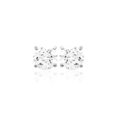 Maison de la Bijouterie Boucles d'oreille mixte argent rhodié serti griffe classique - Z5055Z04 | Femme Boucles D'Oreilles