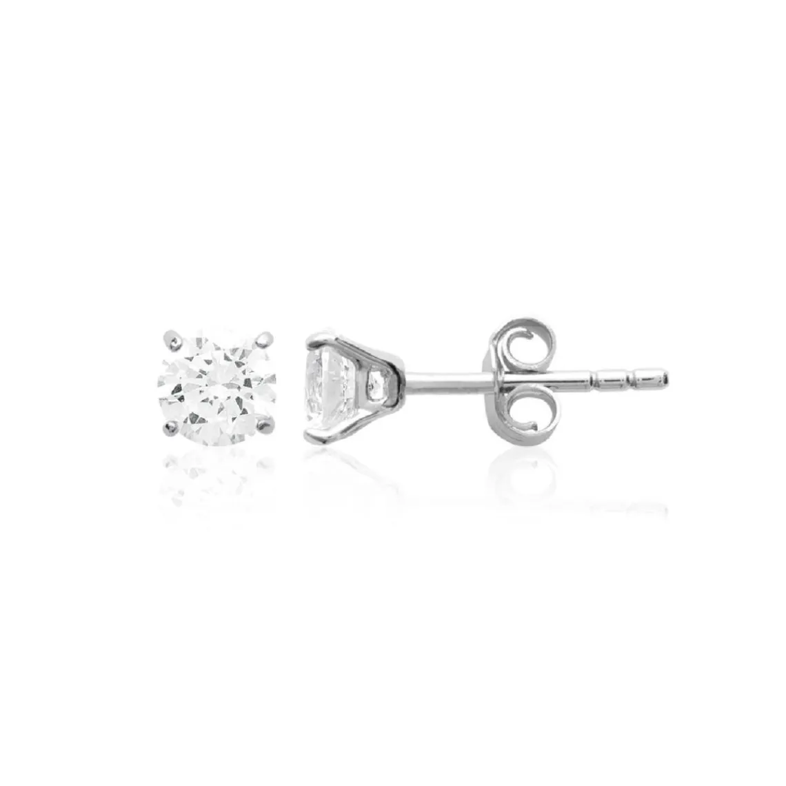 Maison de la Bijouterie Boucles d'oreille mixte argent rhodié serti griffe classique - Z5055Z04 | Femme Boucles D'Oreilles
