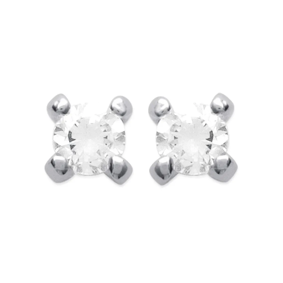 Maison de la Bijouterie Boucles d'oreille mixte argent rhodié serti 4 griffes rhodie - Z5055Z0Y | Femme Boucles D'Oreilles