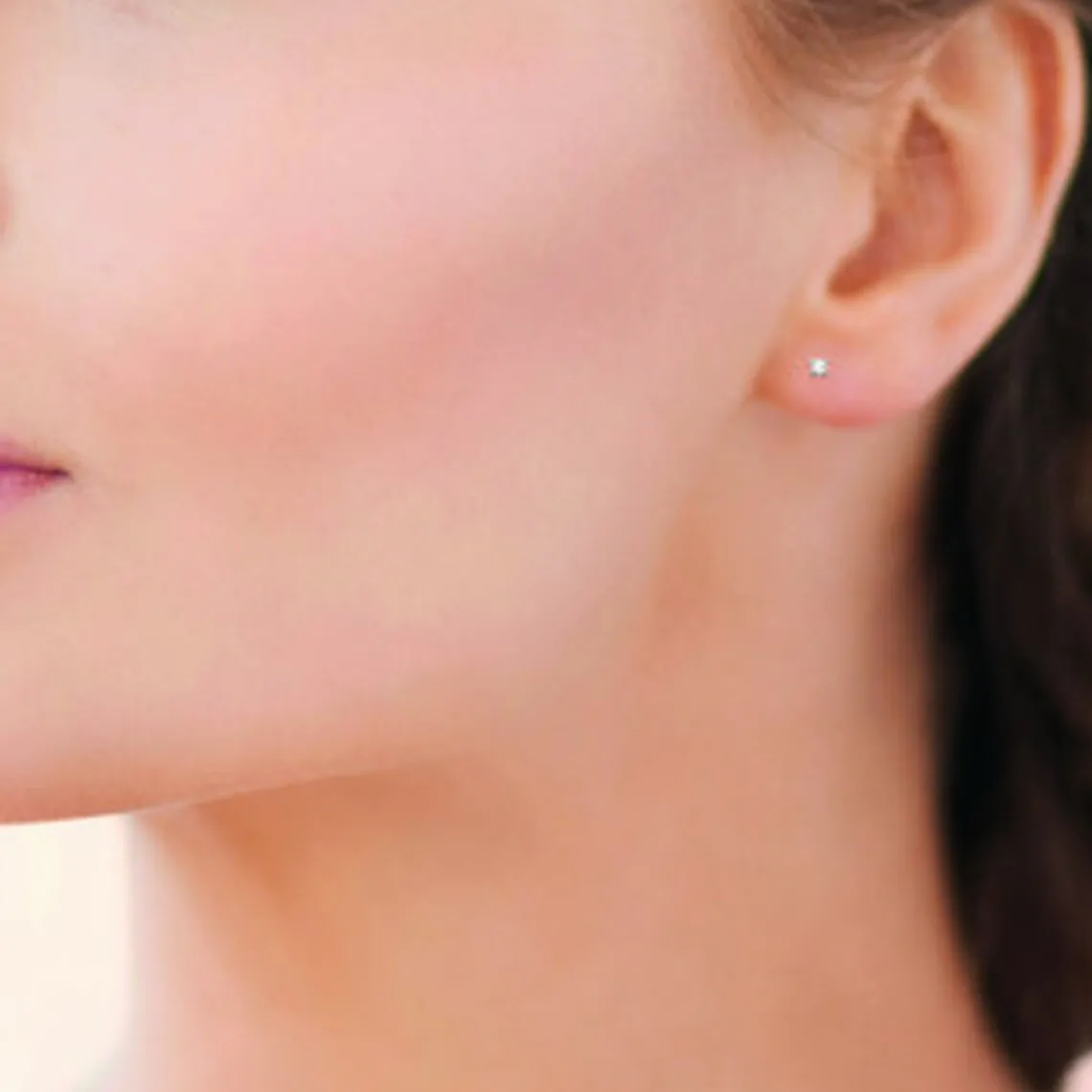 Maison de la Bijouterie Boucles d'oreille mixte argent rhodié serti 4 griffes rhodie - Z5055Z0Y | Femme Boucles D'Oreilles