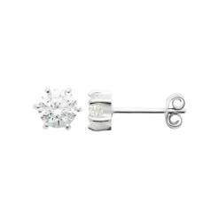Maison de la Bijouterie Boucles d'oreille mixte argent rhodié blanc serti griffe - Z0YZ5366Z | Femme Boucles D'Oreilles