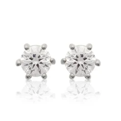 Maison de la Bijouterie Boucles d'oreille mixte argent rhodié blanc serti griffe - Z0YZ5365Z | Femme Boucles D'Oreilles