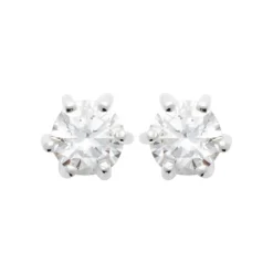 Maison de la Bijouterie Boucles d'oreille mixte argent rhodié blanc serti griffe serti griffe classique - Z0YZ5364Z | Femme Boucles D'Oreilles
