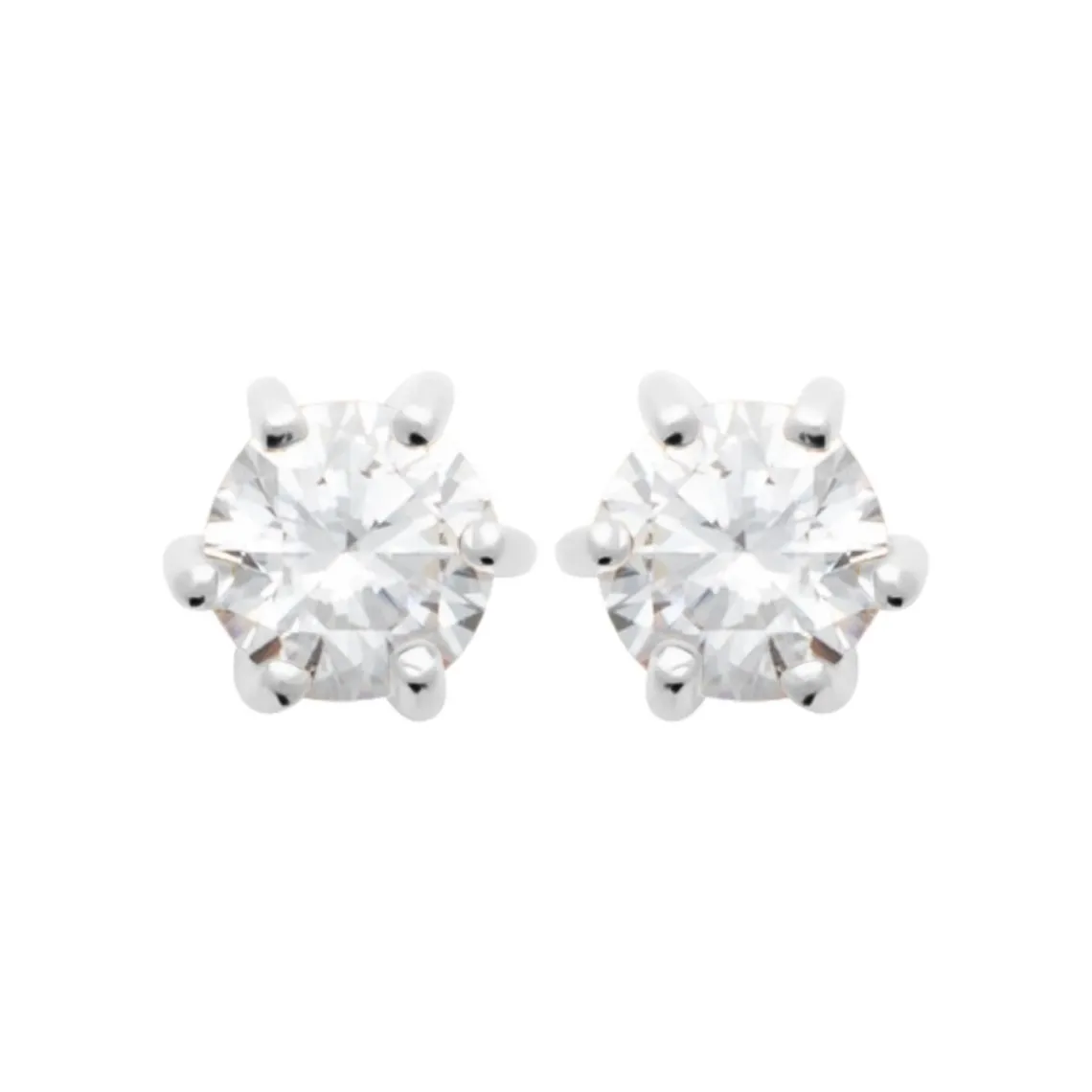 Maison de la Bijouterie Boucles d'oreille mixte argent rhodié blanc serti griffe serti griffe classique - Z0YZ5364Z | Femme Boucles D'Oreilles