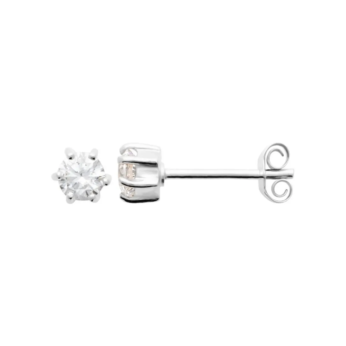 Maison de la Bijouterie Boucles d'oreille mixte argent rhodié blanc serti griffe serti griffe classique - Z0YZ5364Z | Femme Boucles D'Oreilles
