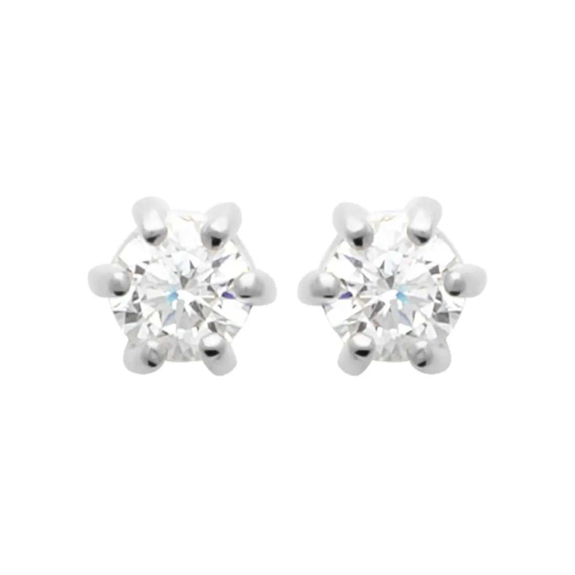 Maison de la Bijouterie Boucles d'oreille mixte argent rhodié blanc serti griffe - Z0YZ5363Z | Femme Boucles D'Oreilles