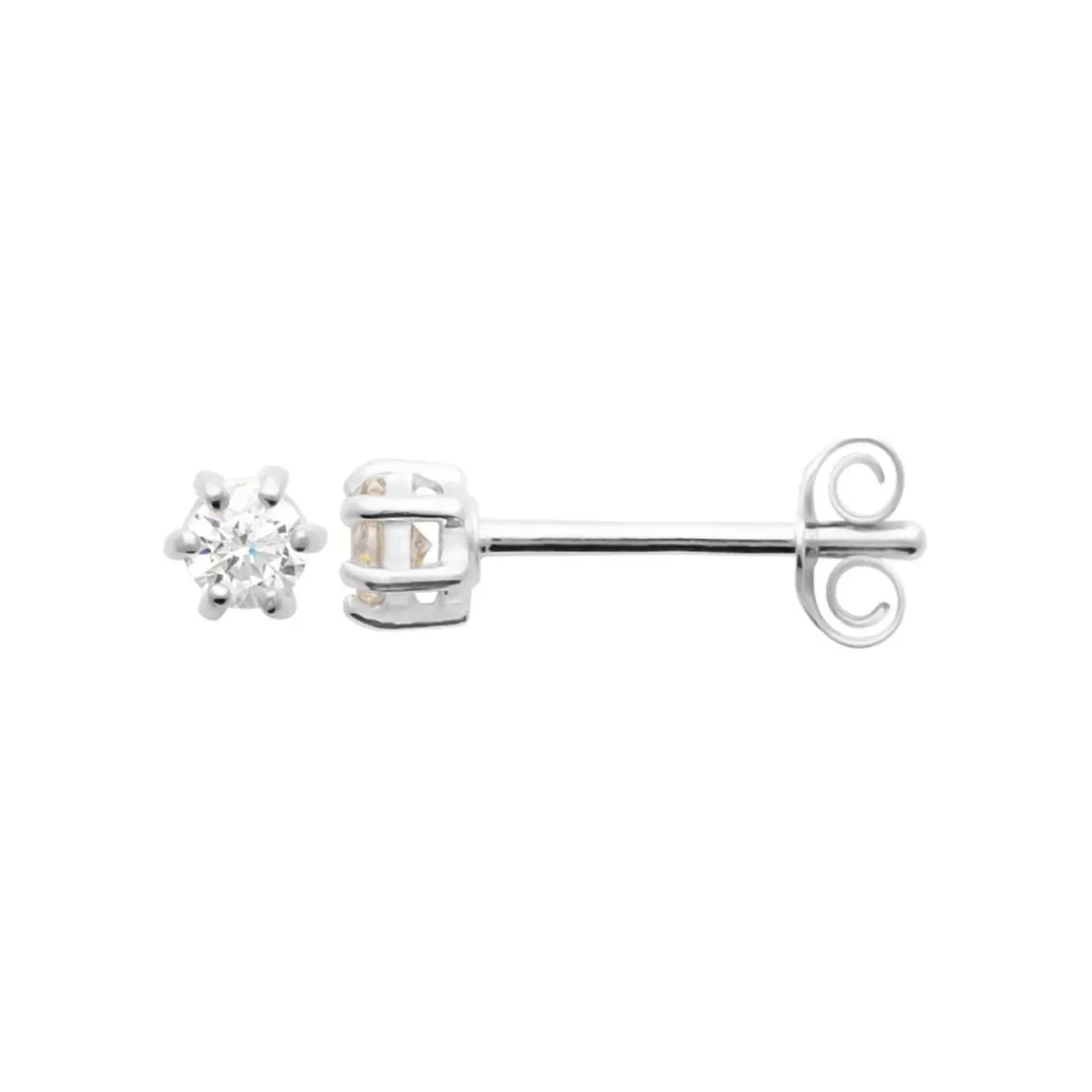 Maison de la Bijouterie Boucles d'oreille mixte argent rhodié blanc serti griffe - Z0YZ5363Z | Femme Boucles D'Oreilles