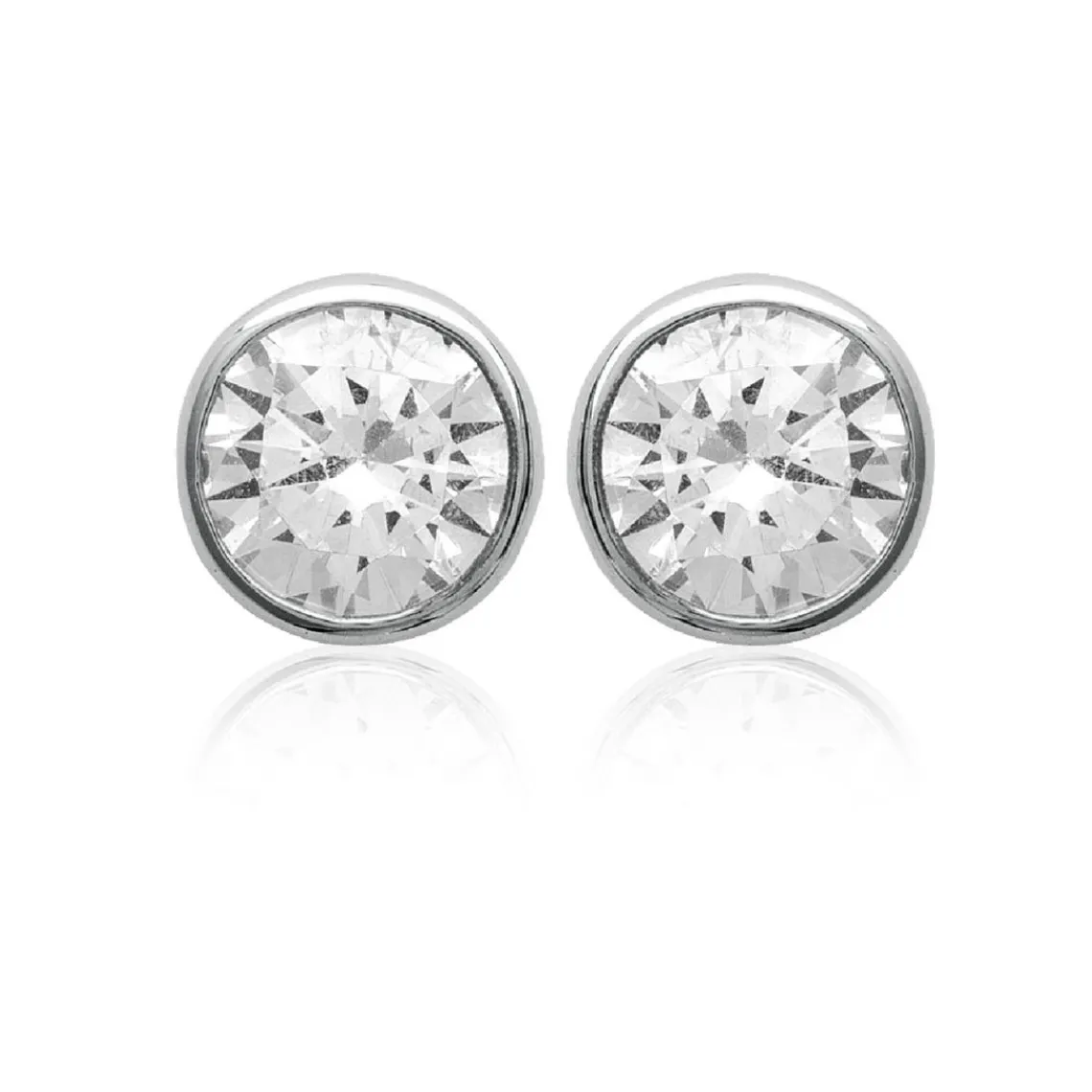 Maison de la Bijouterie Boucles d'oreille mixte argent rhodié serti clos classique - Z5ZZ5Z06 | Femme Boucles D'Oreilles