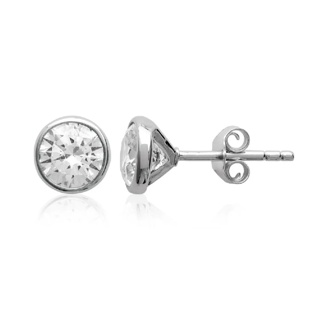 Maison de la Bijouterie Boucles d'oreille mixte argent rhodié serti clos classique - Z5ZZ5Z06 | Femme Boucles D'Oreilles