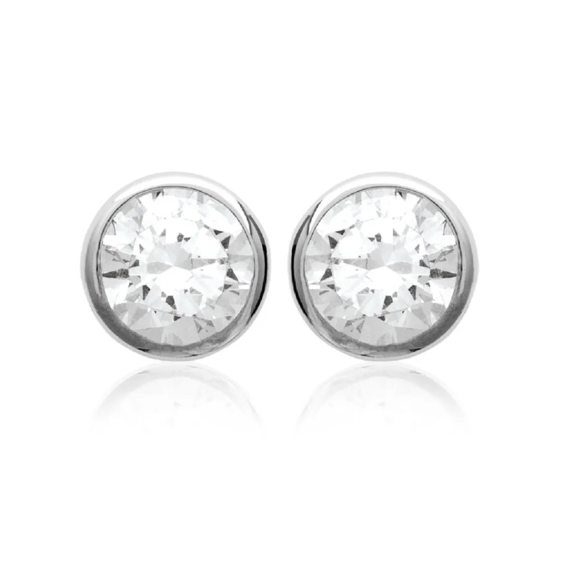 Maison de la Bijouterie Boucles d'oreille mixte argent rhodié blanc serti clos - Z5ZZ5Z05 | Femme Boucles D'Oreilles