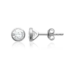 Maison de la Bijouterie Boucles d'oreille mixte argent rhodié blanc serti clos - Z5ZZ5Z05 | Femme Boucles D'Oreilles
