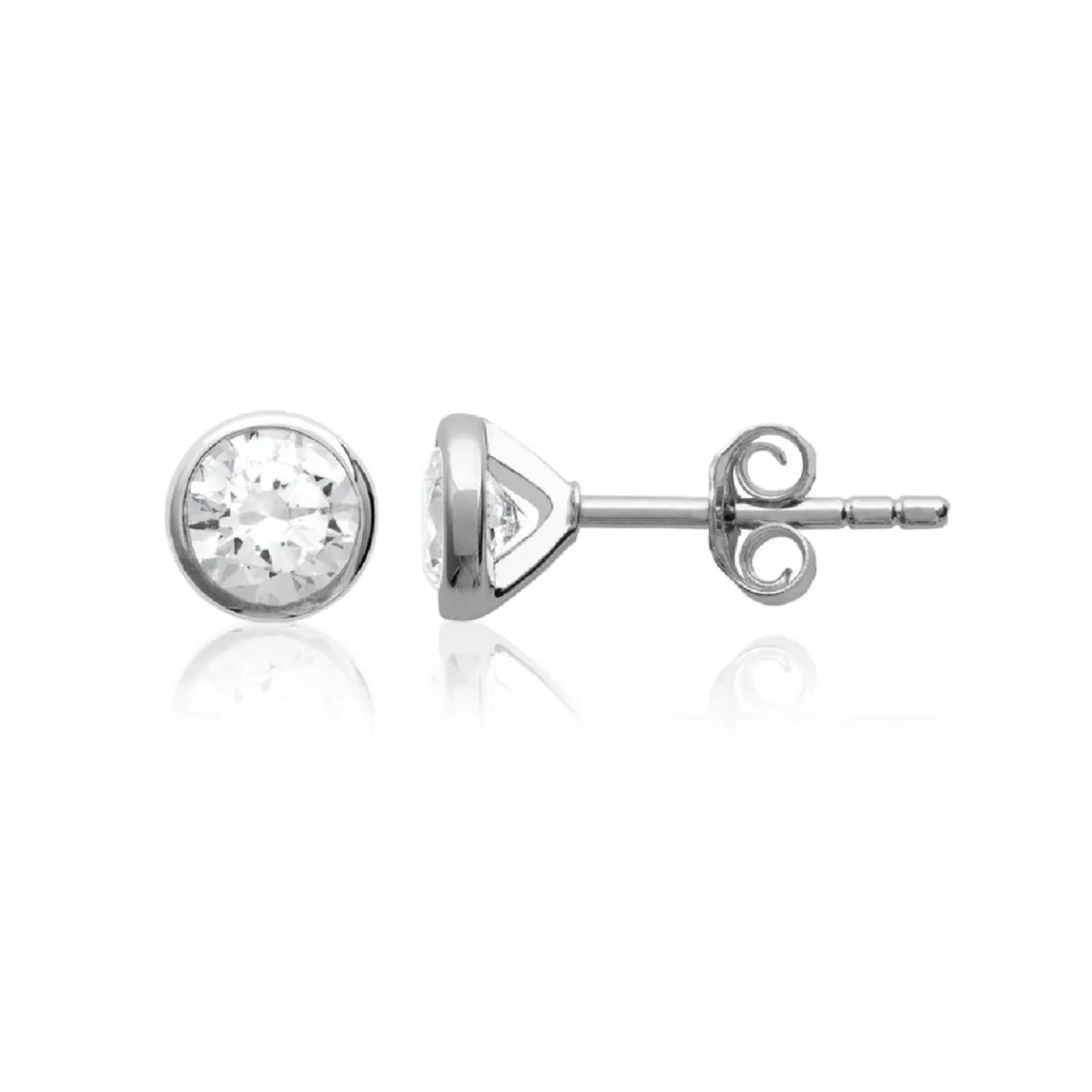Maison de la Bijouterie Boucles d'oreille mixte argent rhodié blanc serti clos - Z5ZZ5Z05 | Femme Boucles D'Oreilles