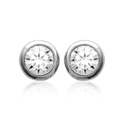 Maison de la Bijouterie Boucles d'oreille Puce mixte argent rhodié serti clos classique - Z5ZZ5Z03 | Femme Boucles D'Oreilles