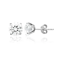 Maison de la Bijouterie Boucles d'oreille Puces Oxydes mixte argent rhodié serti griffe classique - Z5055Z06 | Femme Boucles D'Oreilles