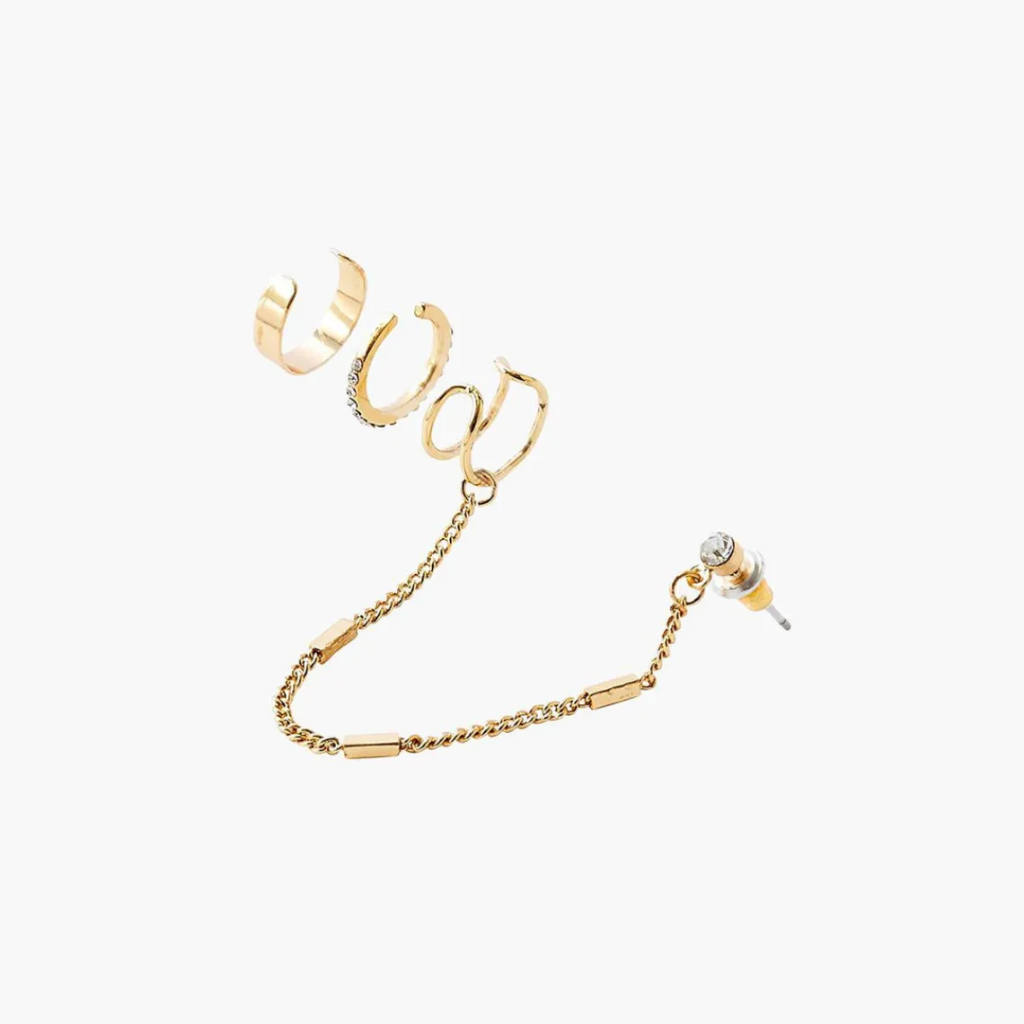 Balaboosté Boucles D'oreilles Cuff D'oreille Avec Stud Strass - 3502456299313 Métal Doré | Femme Boucles D'Oreilles