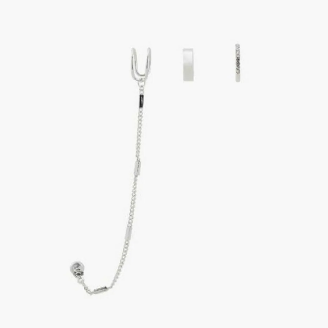 Balaboosté Boucles D'oreilles Cuff D'oreille Avec Stud Strass - 3502456533394 Métal Argent | Femme Boucles D'Oreilles