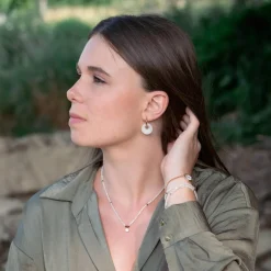 Sloya Boucles d'oreilles Blima en pierres Jade blanche | Femme Boucles D'Oreilles
