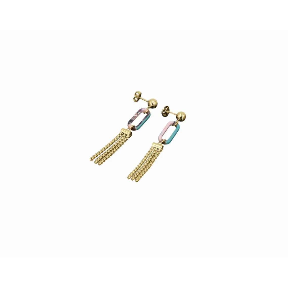 Clyda Bijoux Boucles D'Oreilles Boheme Acier Doré Et Résine | Femme Boucles D'Oreilles