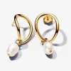 Pandora Boucles d’Oreilles Cercle Organique et Perle de Culture Baroque | Femme Boucles D'Oreilles