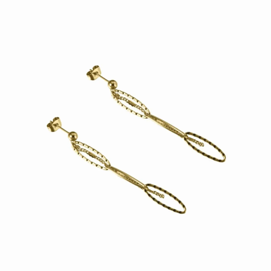 Clyda Bijoux Boucles D'Oreilles Charme Acier Doré Multi Chaines | Femme Boucles D'Oreilles