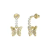 Guess Bijoux Boucles D'Oreilles Chrysalis Acier Doré Pendantes Et Papillon Pavé De Zircons Cubiques | Femme Boucles D'Oreilles