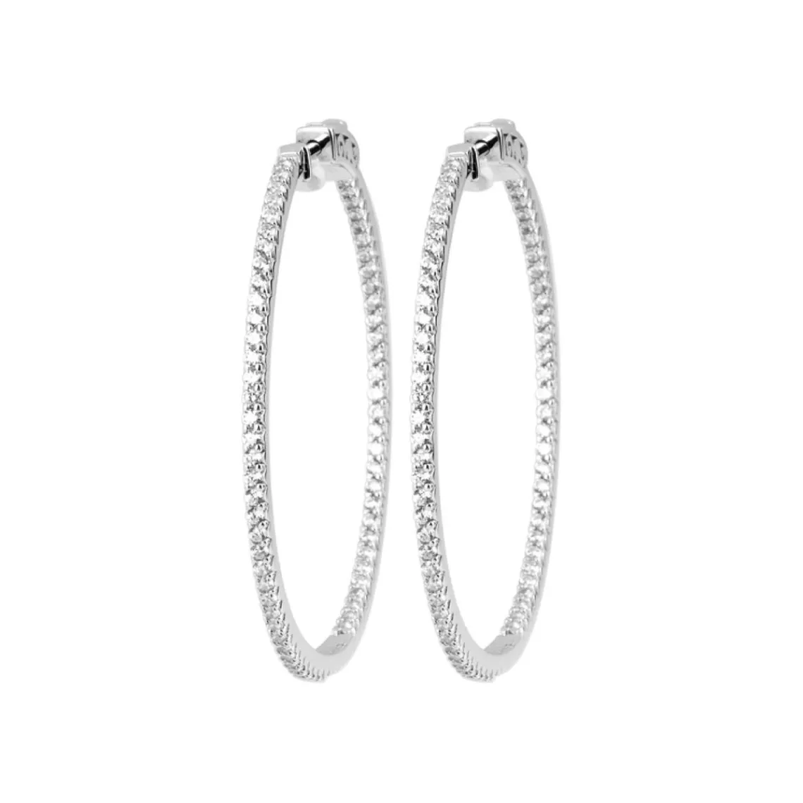 Maison de la Bijouterie Boucles d'oreilles créoles argent fantaisie 40mm Z630YZ0 | Femme Boucles D'Oreilles