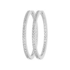 Maison de la Bijouterie Boucles d'oreilles créoles argent fantaisie 40mm Z6ZUU40 | Femme Boucles D'Oreilles