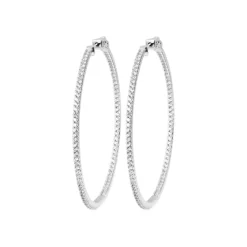 Maison de la Bijouterie Boucles d'oreilles créoles argent fantaisie 50mm Z6303Z0 | Femme Boucles D'Oreilles