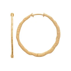 Maison de la Bijouterie Boucles d'oreilles créoles femme 40mm plaqué or Y635040 | Femme Boucles D'Oreilles