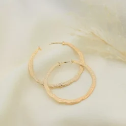 Maison de la Bijouterie Boucles d'oreilles créoles femme 40mm plaqué or Y635040 | Femme Boucles D'Oreilles