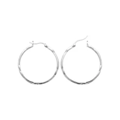 Maison de la Bijouterie Boucles d'oreilles créoles femme argent rhodié 3 mm - W633500 | Femme Boucles D'Oreilles