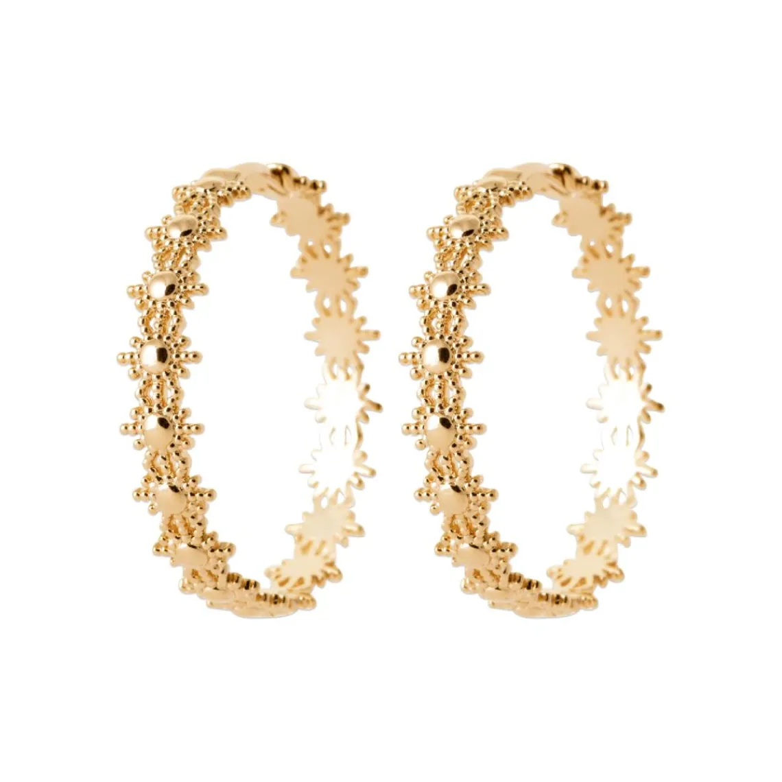 Maison de la Bijouterie Boucles d'oreilles créoles plaqué or fantaisie 30mm Y655Z00 | Femme Boucles D'Oreilles