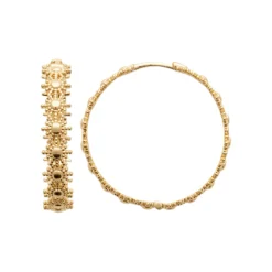 Maison de la Bijouterie Boucles d'oreilles créoles plaqué or fantaisie 30mm Y655Z00 | Femme Boucles D'Oreilles