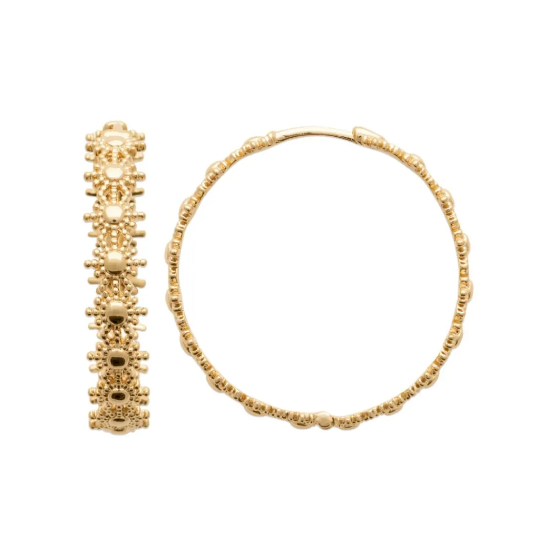 Maison de la Bijouterie Boucles d'oreilles créoles plaqué or fantaisie 30mm Y655Z00 | Femme Boucles D'Oreilles