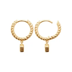 Maison de la Bijouterie Boucles d'oreilles créoles plaqué or fantaisie 14mm Y6533Z0 | Femme Boucles D'Oreilles
