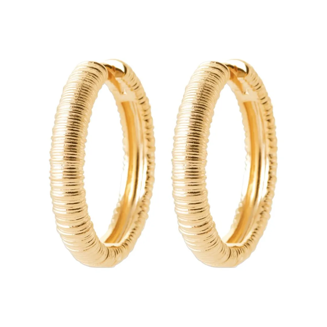 Maison de la Bijouterie Boucles d'oreilles créoles plaqué or fantaisie 30mm Y663600 | Femme Boucles D'Oreilles