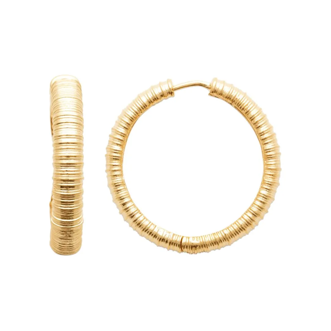 Maison de la Bijouterie Boucles d'oreilles créoles plaqué or fantaisie 30mm Y663600 | Femme Boucles D'Oreilles