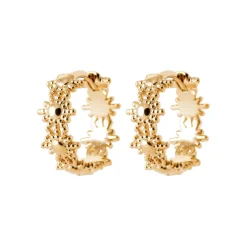 Maison de la Bijouterie Boucles d'oreilles créoles plaqué or fantaisie 14mm Y655000 | Femme Boucles D'Oreilles