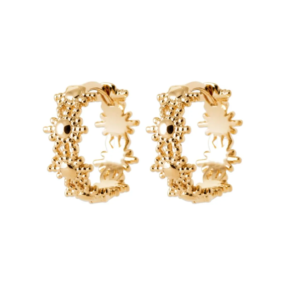 Maison de la Bijouterie Boucles d'oreilles créoles plaqué or fantaisie 14mm Y655000 | Femme Boucles D'Oreilles