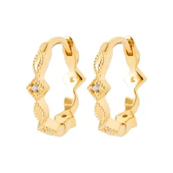 Maison de la Bijouterie Boucles d'oreilles créoles plaqué or fantaisie 14mm Y6545Z0 | Femme Boucles D'Oreilles