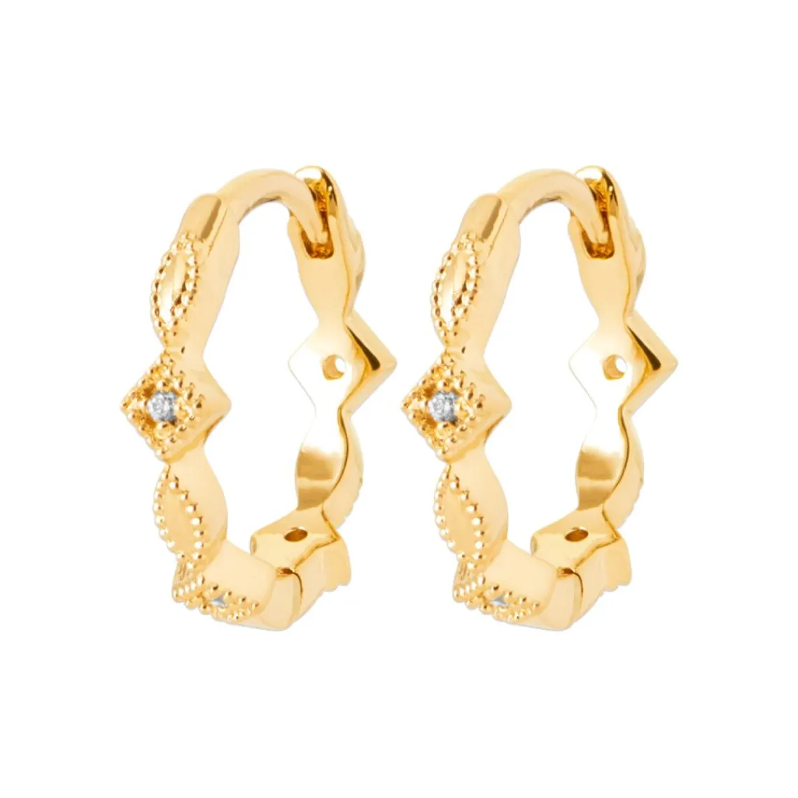 Maison de la Bijouterie Boucles d'oreilles créoles plaqué or fantaisie 14mm Y6545Z0 | Femme Boucles D'Oreilles