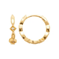 Maison de la Bijouterie Boucles d'oreilles créoles plaqué or fantaisie 14mm Y6545Z0 | Femme Boucles D'Oreilles