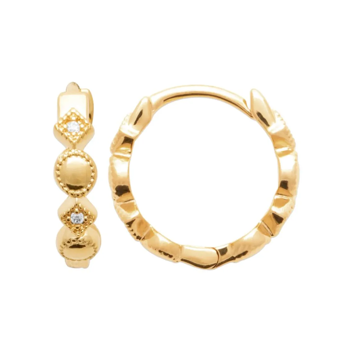 Maison de la Bijouterie Boucles d'oreilles créoles plaqué or fantaisie 14mm Y654ZZ0 | Femme Boucles D'Oreilles